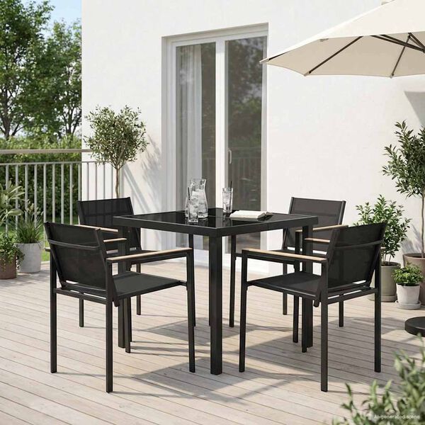 vidaXL Conjunto de M&oacute;veis para Exterior 5 pcs Preto e Anthracite