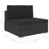 vidaXL 6 pcs conjunto lounge de jardim c/ almofadões vime PE preto