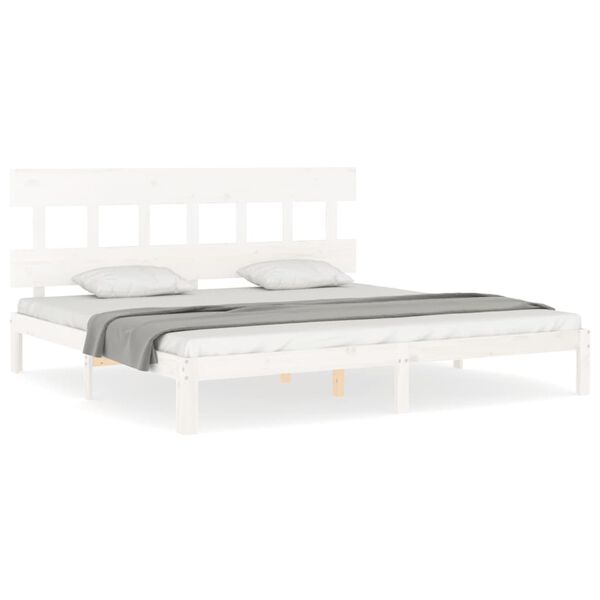 vidaXL Estrutura cama Super King Size c/ cabeceira madeira branco