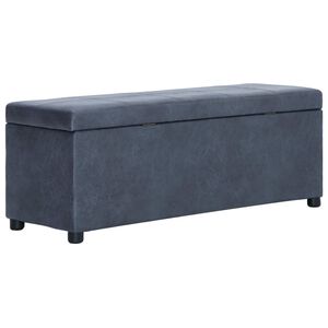 vidaXL Banco c/ espa&ccedil;o arruma&ccedil;&atilde;o 116 cm camur&ccedil;a artificial cinzento