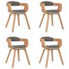 vidaXL Cadeira de jantar 4 pcs madeira curvada e tecido cinzento-claro