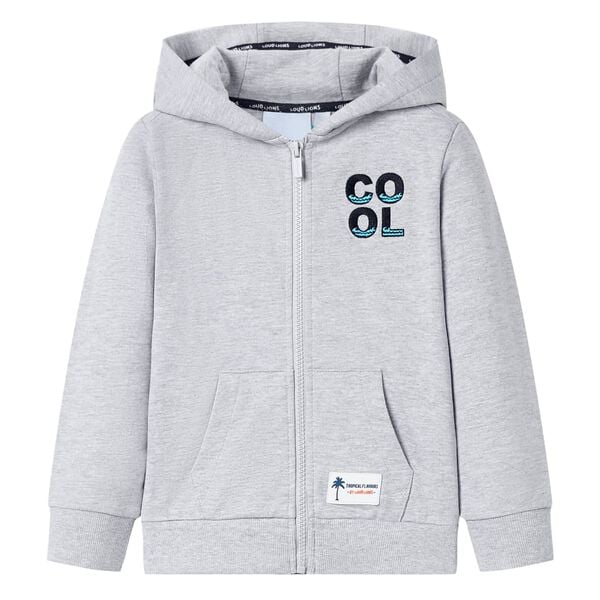 Sweatshirt para crian&ccedil;a com capuz e fecho cinzento 92