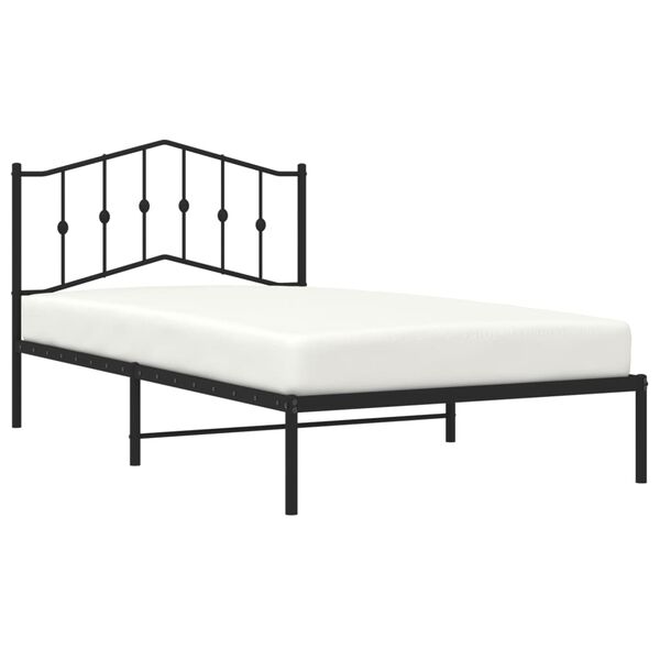 vidaXL Estrutura de cama com cabeceira 107x203 cm metal preto