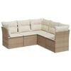vidaXL 5 pcs conjunto de sof&aacute;s p/ jardim com almofad&otilde;es vime PE bege