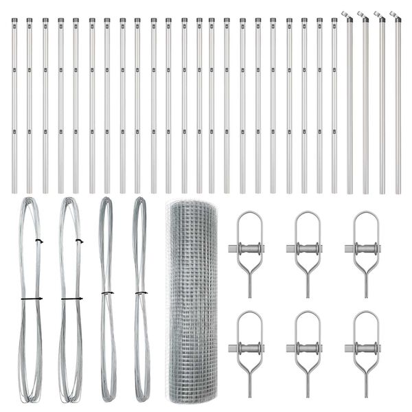 vidaXL Poste de Cerca Prateado 50 x 0,4 m (malha de 25 x 25 mm) A&ccedil;o