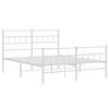 vidaXL Estrutura de cama com cabeceira e p&eacute;s 120x190 cm metal branco