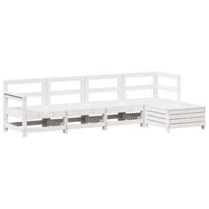 vidaXL 5 pcs conjunto de sof&aacute;s de jardim madeira pinho maci&ccedil;a branco