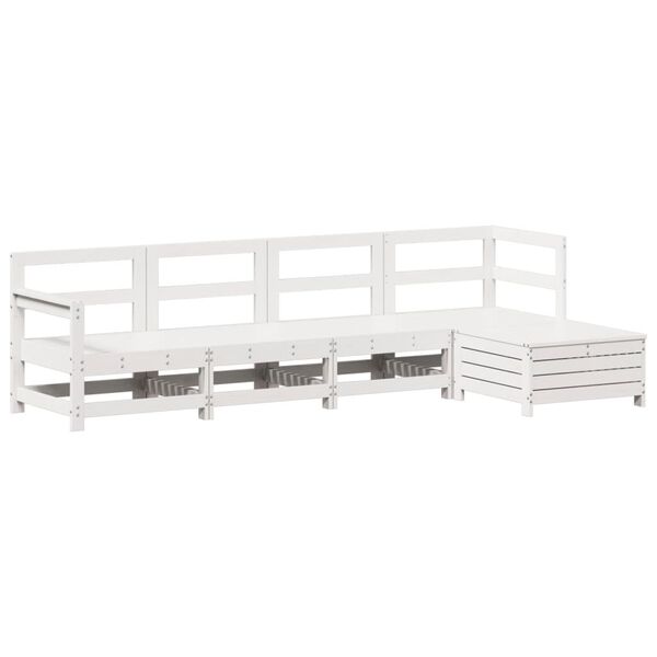 vidaXL 5 pcs conjunto de sofás de jardim madeira pinho maciça branco