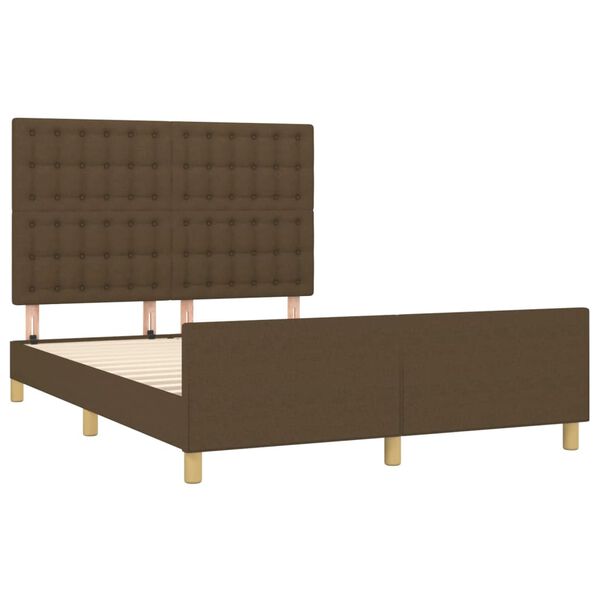 vidaXL Estrutura de cama sem colch&atilde;o 140x190 cm tecido castanho-escuro