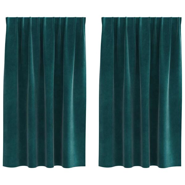 vidaXL Cortinas opacas 2 pcs Verde Escuro 140 x 140 cm Veludo