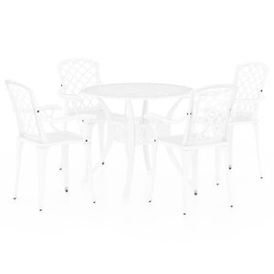 vidaXL 5 pcs conjunto de bistr&ocirc; alum&iacute;nio fundido branco