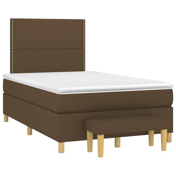 vidaXL Cama boxspring com colch&atilde;o 120x190 cm tecido castanho-escuro