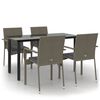 vidaXL 5 pcs conjunto jantar jardim c/ almofad&otilde;es vime PE preto/cinza