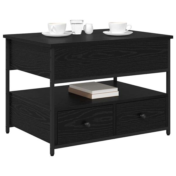 vidaXL Mesa de centro com gaveta Carvalho Preto 70 x 50 x 54.5 cm