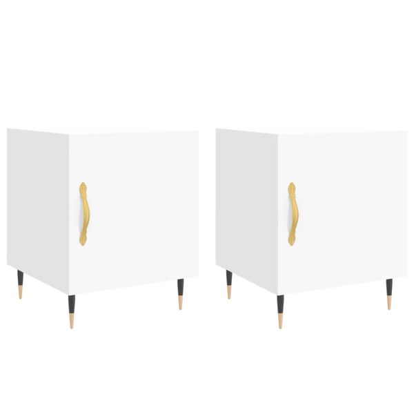 vidaXL Mesa de cabeceira 2 pcs 40x40x50 cm derivados de madeira branco