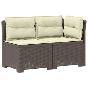 vidaXL Sof&aacute; de Jardim 2 Lugares com Almofadas Look Rattan PP