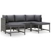 vidaXL 5 pcs conjunto lounge de jardim c/ almofadões vime PE cinzento