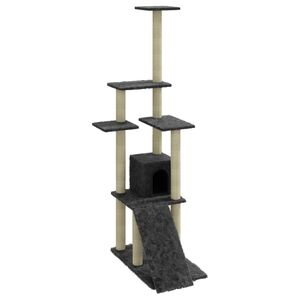 vidaXL &Aacute;rvore p/ gatos c/ postes arranhadores sisal 155cm cinza-escuro