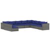 vidaXL 10 pcs conjunto lounge de jardim c/ almofad&otilde;es vime PE cinzento