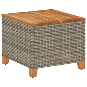 vidaXL Mesa de jardim 45x45x37 cm vime PE e madeira de ac&aacute;cia cinzento