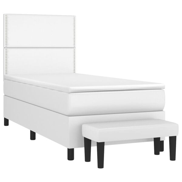 vidaXL Cama com molas/colch&atilde;o 80x200 cm couro artificial branco