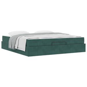 vidaXL Estrutura de cama com colch&atilde;o com colch&atilde;o 2 pcs Verde Veludo