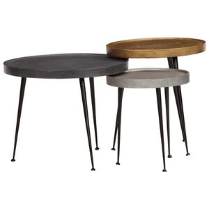 vidaXL Mesas de centro 3 pcs derivados de madeira multicor