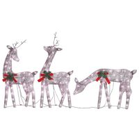 vidaXL Família de renas de Natal 270x7x90 malha branco e dourado