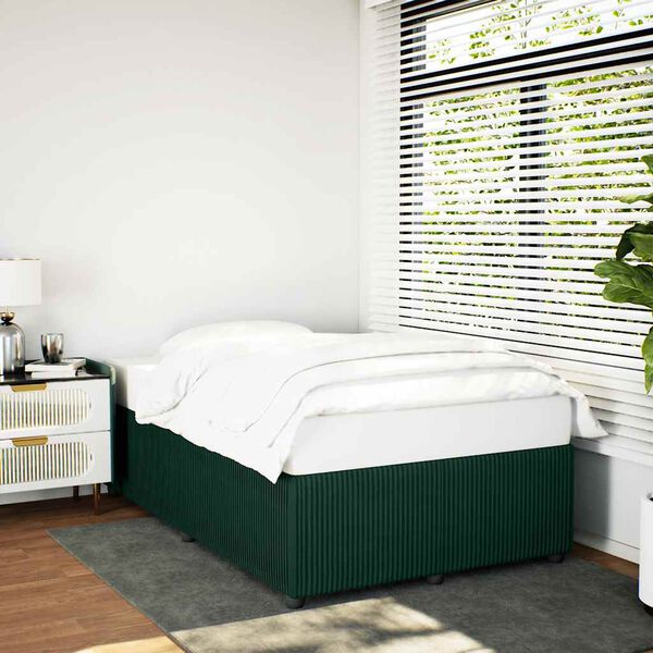 vidaXL Estrutura de cama com colch&atilde;o verde escuro 120x190 cm Veludo