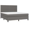 vidaXL Cama box spring c/ colchão/LED 180x200cm couro artificial cinza