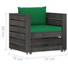 vidaXL 2 pcs conj. lounge jardim + almofad&otilde;es madeira impreg. cinzento