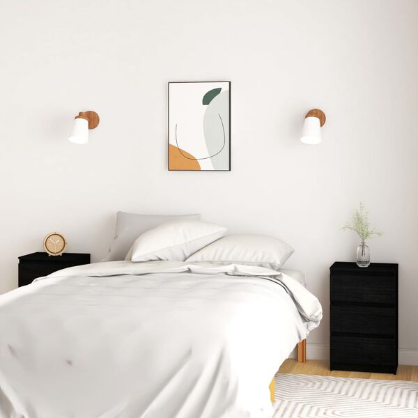 vidaXL Mesas de cabeceira 2 pcs 40x29,5x64 cm pinho maciço preto