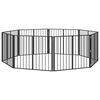 vidaXL Port&atilde;o para Cachorros 8 unid. Preto 100 x 80 cm A&ccedil;o Galvanizado