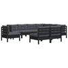 vidaXL 9 pcs conjunto lounge jardim c/ almofad&otilde;es pinho maci&ccedil;o preto