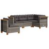 vidaXL 5 pcs conjunto sof&aacute;s de jardim c/ almofad&otilde;es vime PE cinzento