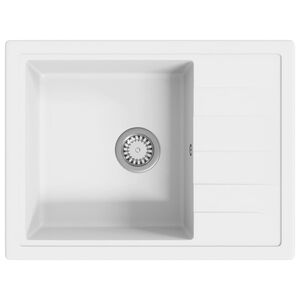 vidaXL Lava-lou&ccedil;a cozinha orif&iacute;cio extravasamento oval granito branco