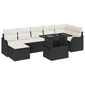 vidaXL Conjunto de Sof&aacute; de Jardim 8 pcs Preto Rattan Sint&eacute;tico