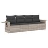 vidaXL 4 pcs conj. sof&aacute;s jardim c/ almofad&otilde;es vime PE cinzento-claro