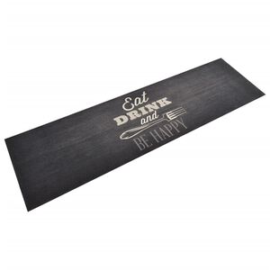 vidaXL Tapete de cozinha lav&aacute;vel 45x150 cm veludo padr&atilde;o cozinha preto