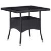 vidaXL Mesa de jantar para exterior vime PE e vidro preto
