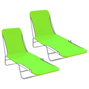 vidaXL Espregui&ccedil;adeiras dobr&aacute;veis 2 pcs a&ccedil;o e tecido verde