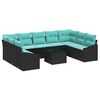 vidaXL Conjunto de Sof&aacute;s 10 unid. Preto vime PE