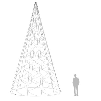 vidaXL Árvore de Natal mastro de bandeira 3000 LEDs 800 cm azul