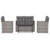 vidaXL 4 pcs conjunto lounge exterior c/ almofad&otilde;es vime PE cinzento