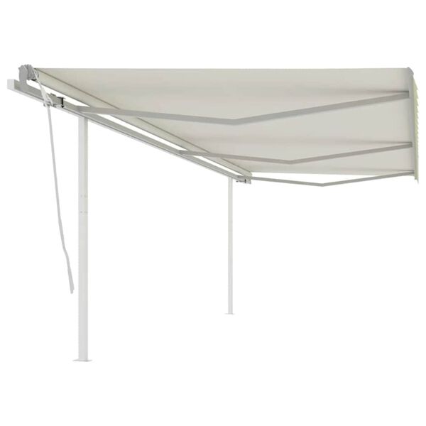 vidaXL Toldo retr&aacute;til manual com postes 6x3 m cor creme