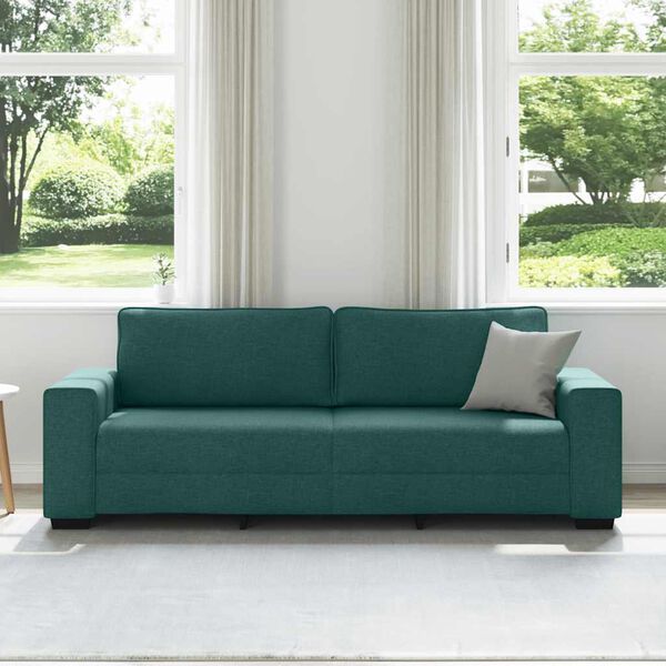 vidaXL Sof&aacute; de 3 lugares 220x77x82 cm tecido verde-escuro