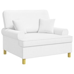 vidaXL Poltrona XXL com almofadas Branco Tecido