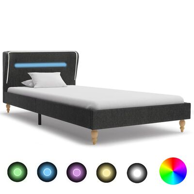 vidaXL Estrutura de cama c/ LEDs 90x200cm serapilheira cinzento-escuro