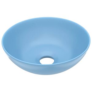 vidaXL Lavat&oacute;rio de casa banho redondo cer&acirc;mica azul-claro