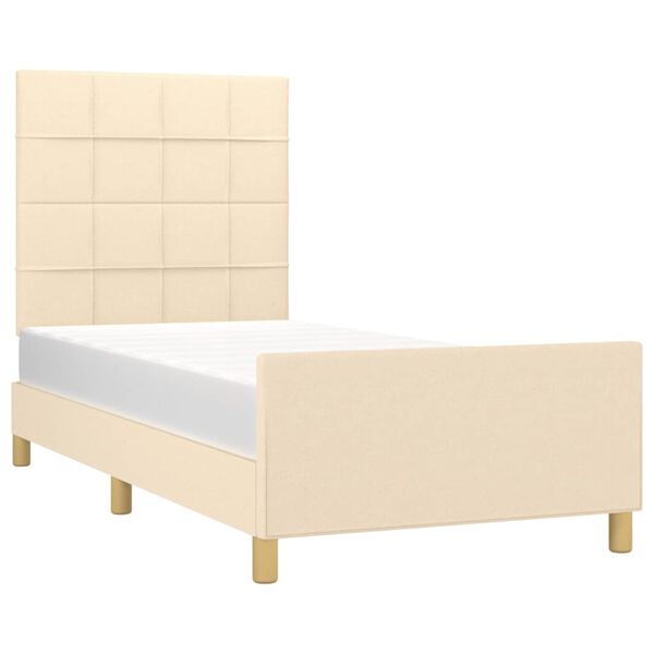vidaXL Estrutura de cama sem colch&atilde;o 90x190 cm tecido creme